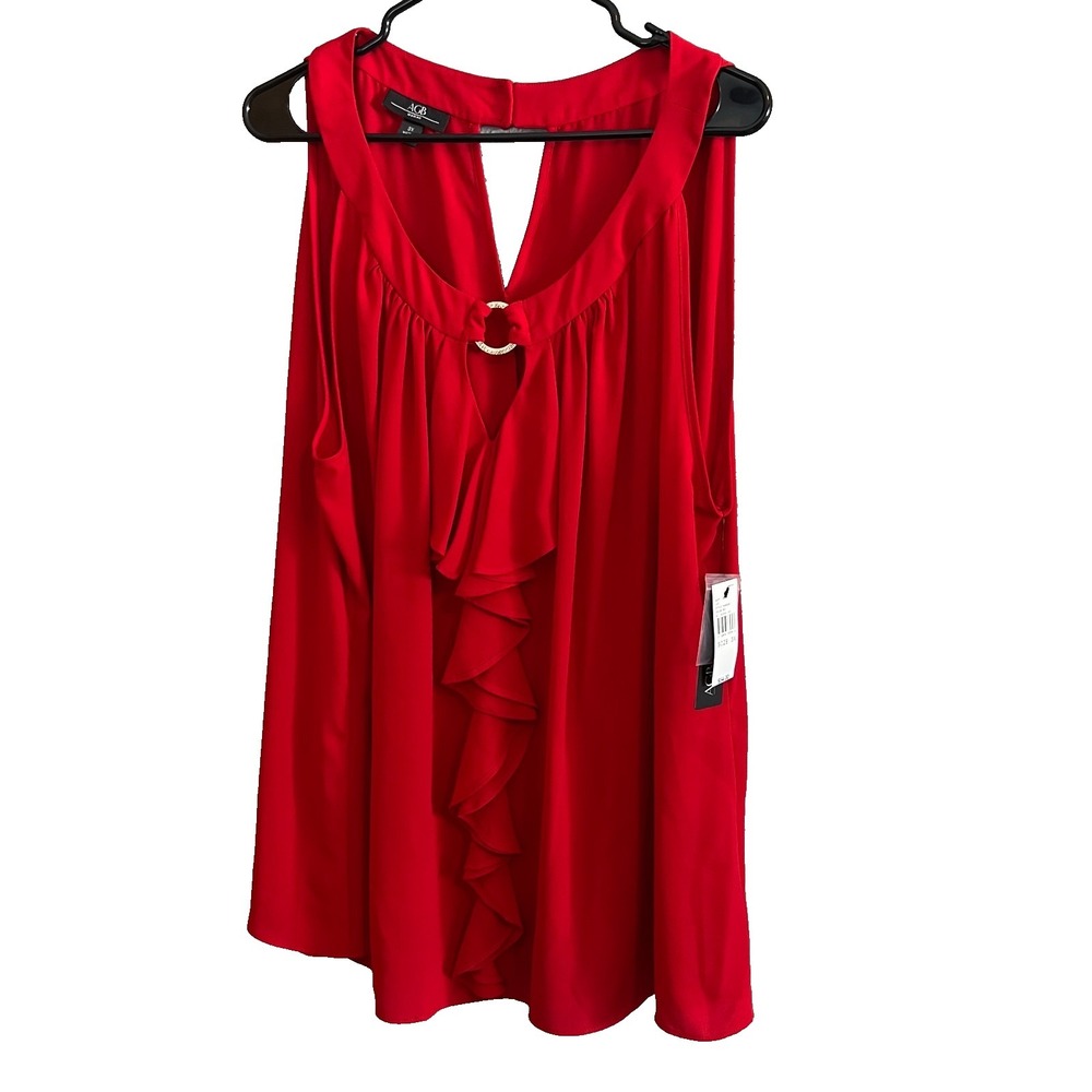 AGB Woman NWT Red Sleeveless Blouse Sheer Plus‎ Size 3X